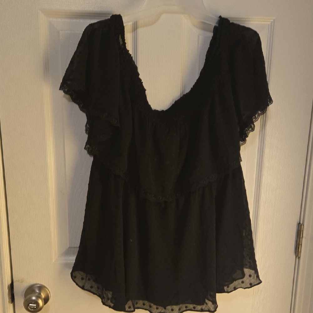 Torrid Black Ruffle Sleeve Blouse